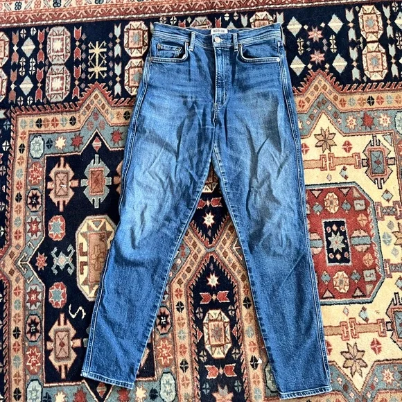 AGOLDE Nico High Rise Stretch slim blue denim jeans 27 - Picture 2 of 9